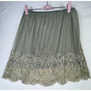 Green Mesh Mini Skirt Size 8 Beaded Ballet Boho‎ Punk Fairy Western Prairie Y2K